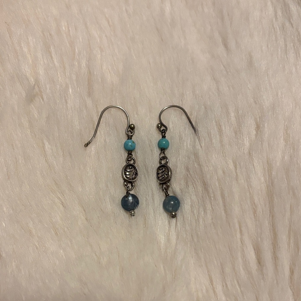 Silpada Silver-Tone Turquoise Blue Bead Drop Earrings